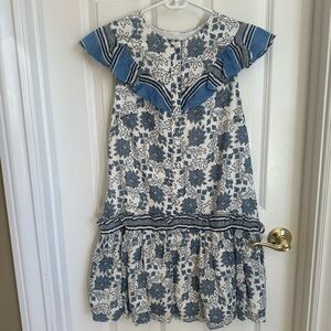 Floral Blue and White Kids Dress